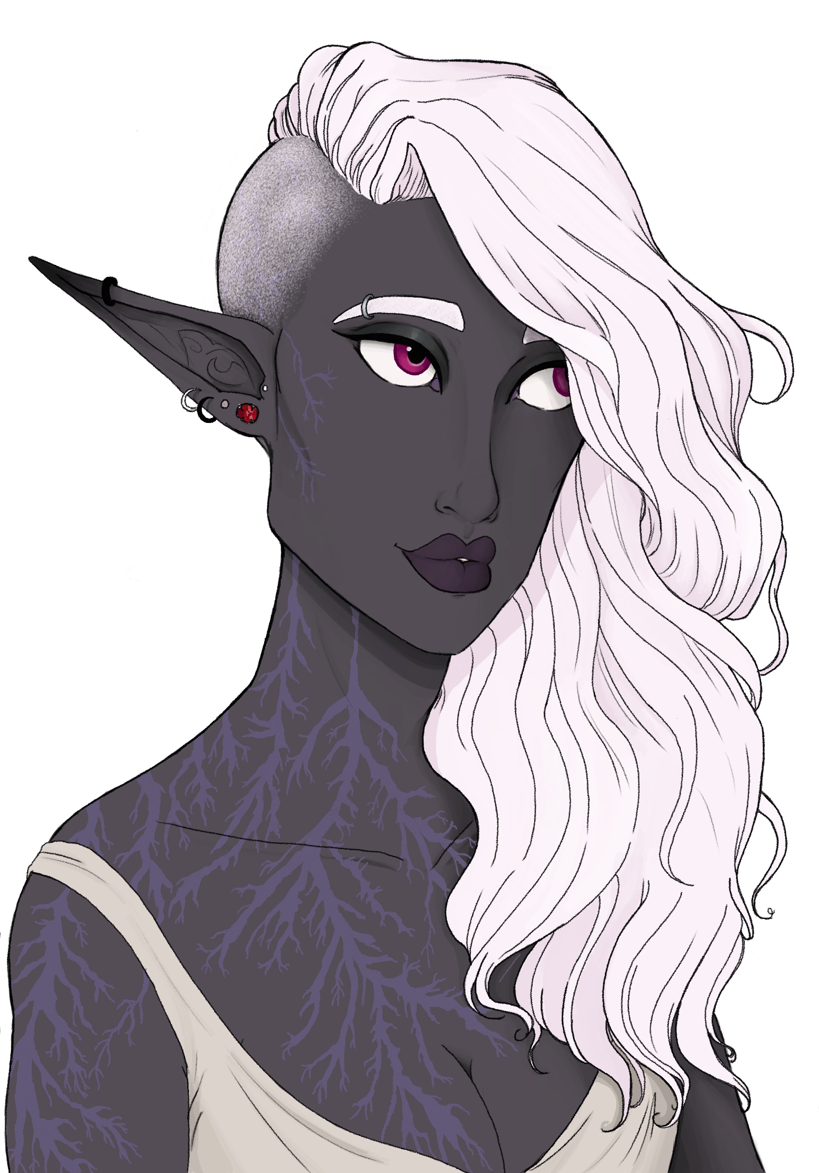 portrait of a dark elf woman